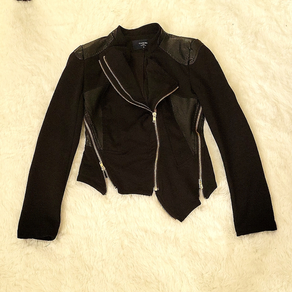 Comme Stretch asymmetrical zipper detail jacket